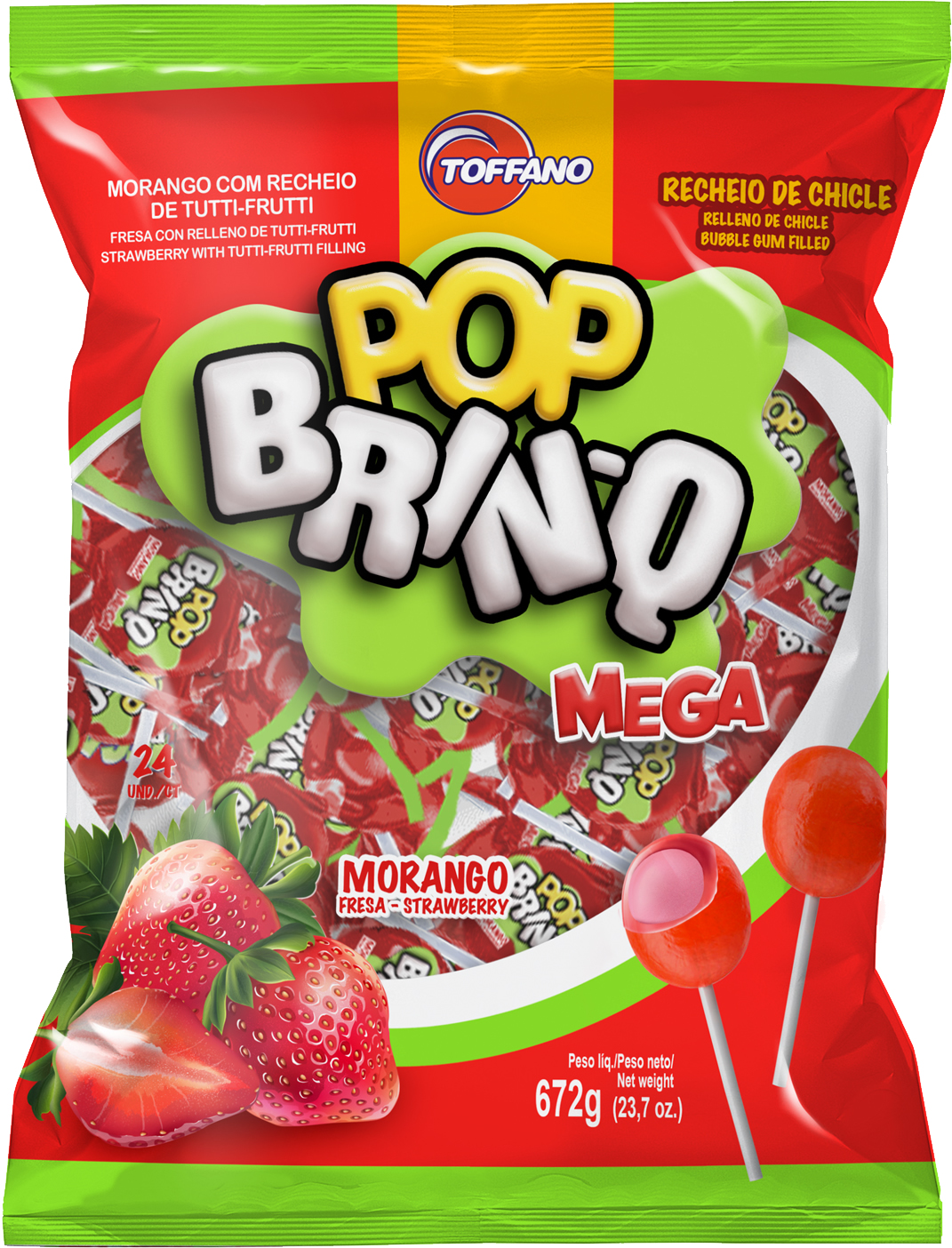 Pirulito Pop Brinq Mega - Morango
